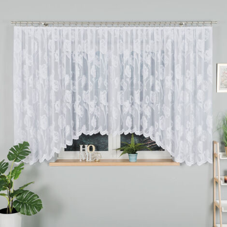 SONIA - Fertiggardine aus Jacquard mit Schnitt unten - 550x160 cm - weiß