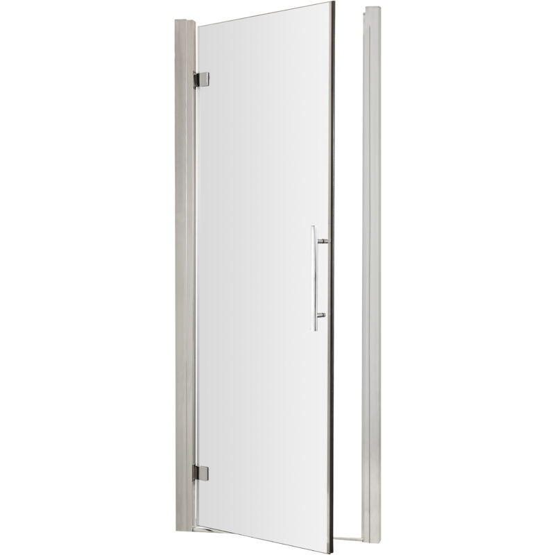 Balterley 8mm Toughened Safety Glass Hinged Shower Door, Chrome, 760mm