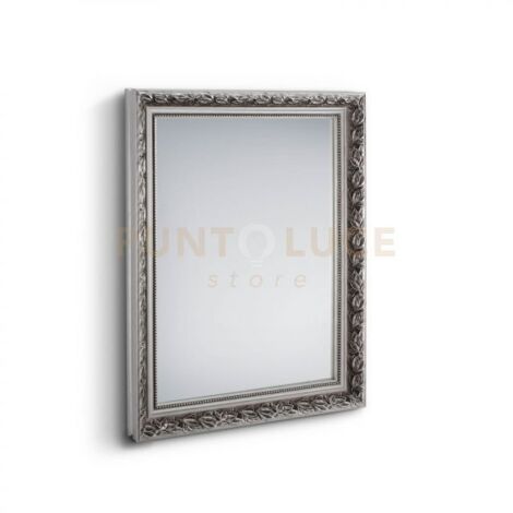 SONJA SPECCHIO DA PARETE CON CORNICE LAVORATA CON GANCI X INSTALLAZIONE ORIZZONTALE E VERTICALE ARGENTO 55X70CM