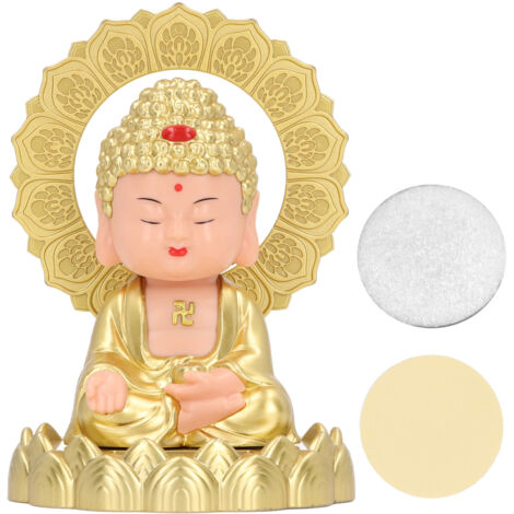 Sonnen-Buddha-Statue mit Nickfunktion, Glücksbringer fürs Auto, der Reichtum und Wohlstand symbolisiert