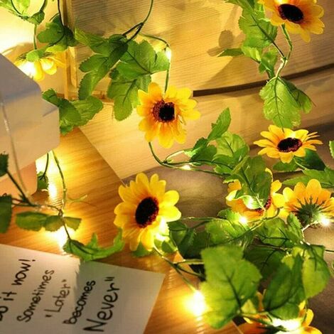 10er LED Sonnenblumen Lichterkette Batterie Blumen Deko Lichterkette Innen