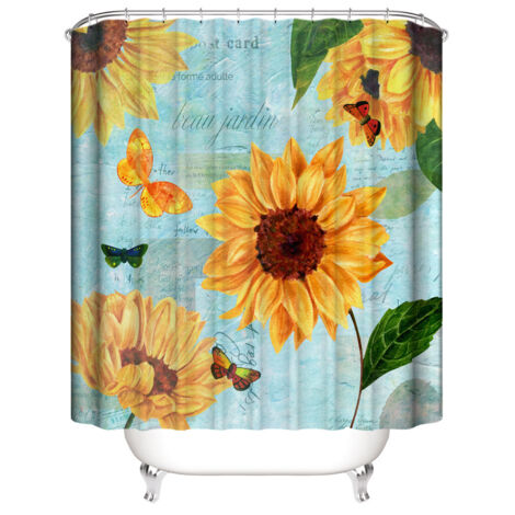 Sonnenblumen-Duschvorhang 180 x 200 cm (Fresh), Sonnenblumen-Duschvorhang