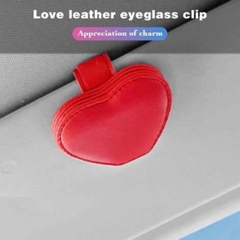 Sonnenbrillenhalterung fürs Auto, universelle Sonnenbrillenhalterung aus Leder fürs Auto, universelle Sonnenbrillenhalterung für LKW/PKW für Damen und Herren (Rot)