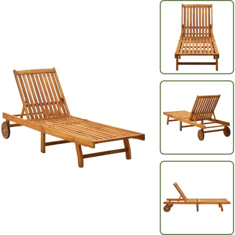 Sonnenliege Akazie Massivholz - Holz Sonnenschirm - Garten Liege - Lounge Sessel - Garten Möbel - Akazienholzmöbel