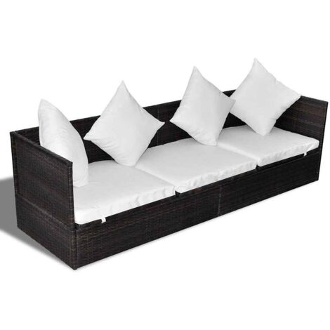 Sonnenliege Braun 200 x 60 x 58 cm Poly-Rattan vidaXL