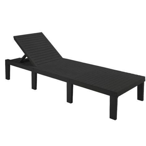 Sonnenliege Caserta, Verstellbarer Gartenliegestuhl, Außenbett, 100% Made in Italy, Cm 195x65h78, Anthrazit