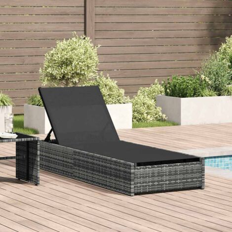 Sonnenliege Grau 60x200x27 cm Poly Rattan vidaXL396304