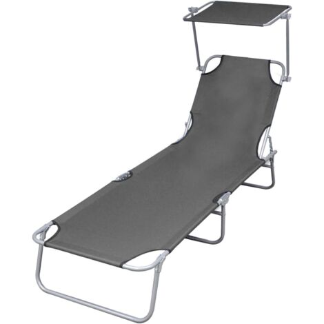 Sonnenliege Klappbar mit Sonnenschutz Stahl Grau CFW518604