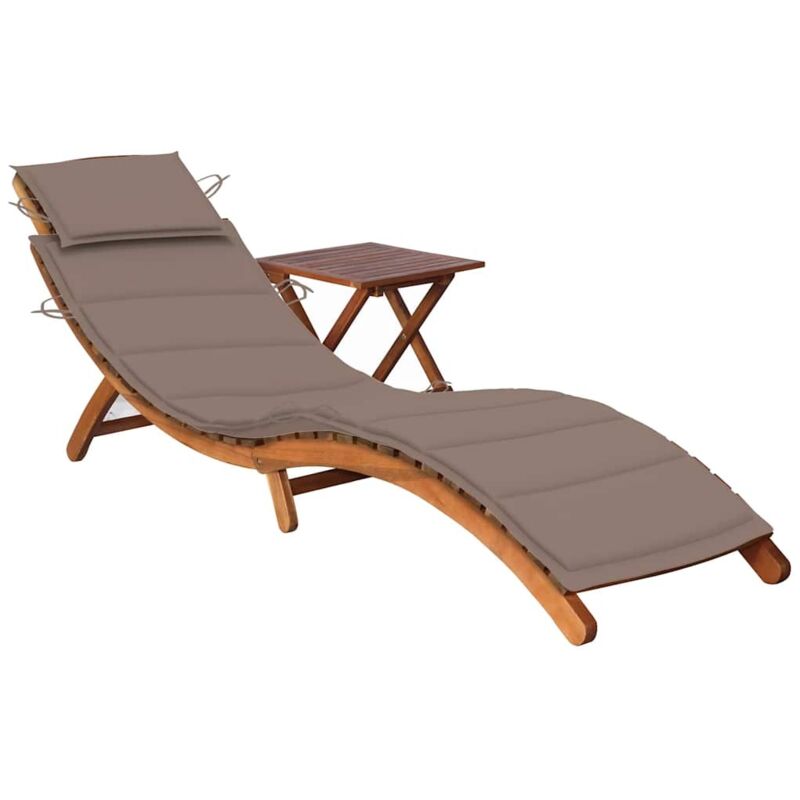 Sonnenliege Mit Tisch Und Auflage Massivholz Akazie Vidaxl