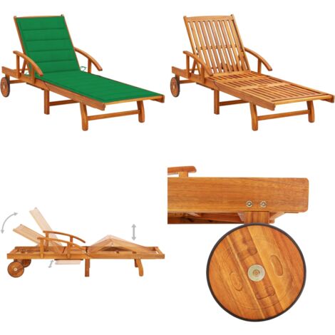 Sonnenliege mit Auflage Akazie Massivholz - Sonnenliege - Gartenmöbel - Holz-Sonnenliege - Liege - Outdoor Möbel - Home & Living