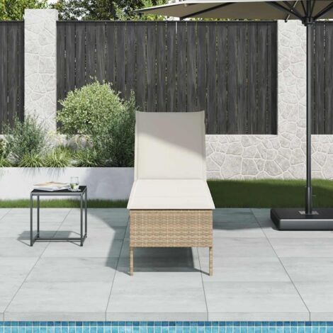 Sonnenliege mit Auflage Beige 55x200x44 cm Poly Rattan vidaXL