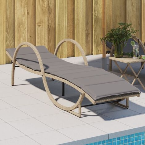 Sonnenliege mit Auflage Beige 60x199x42 cm Poly Rattan vidaXL247245
