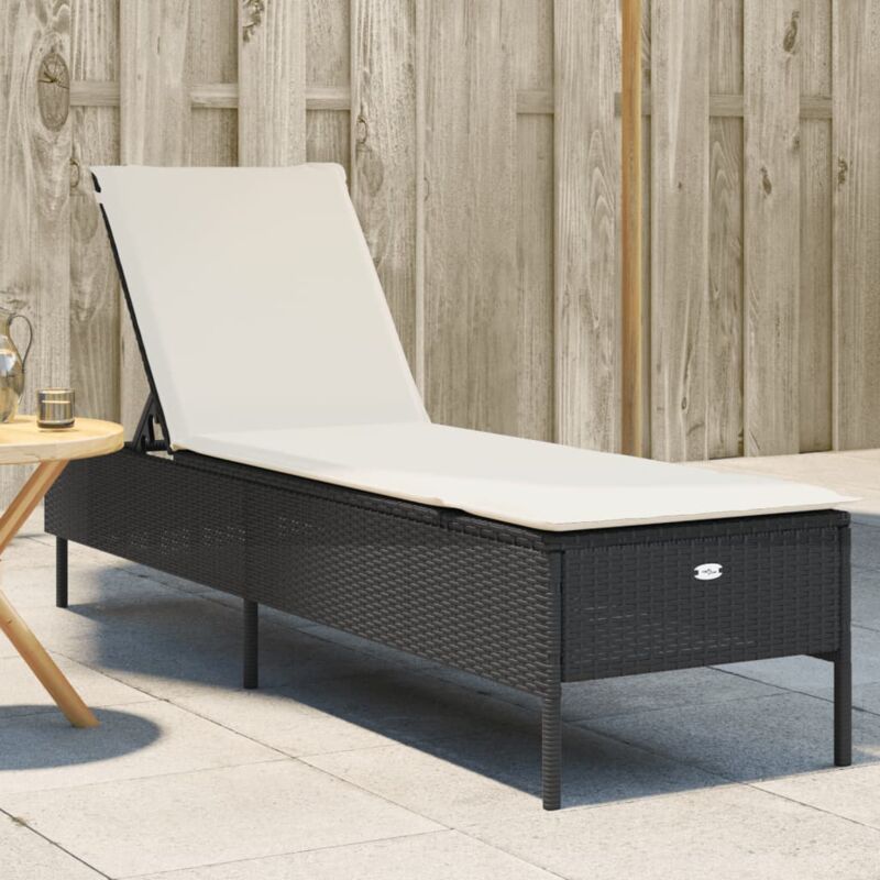 Sonnenliege Mit Auflage Schwarz Poly-rattan - Vidaxl