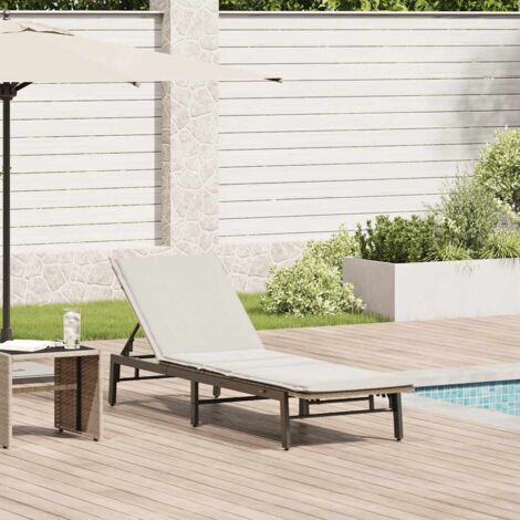 Sonnenliege mit Auflage Beige Poly Rattan vidaXL716793