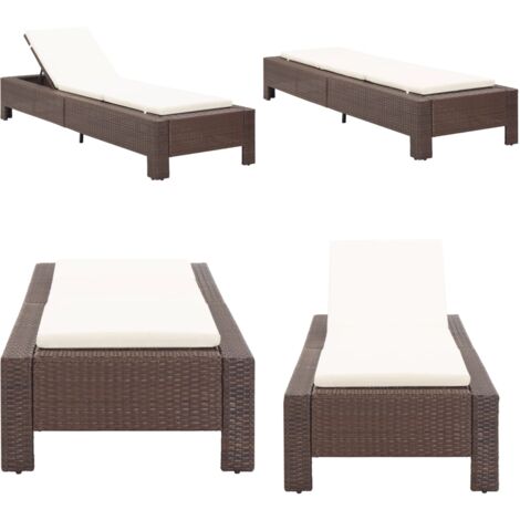 Sonnenliege mit Auflage Braun Poly Rattan - Sonnenliege - Gartenliege - Relaxliege - Poolliege - Outdoor Möbel - Home & Living