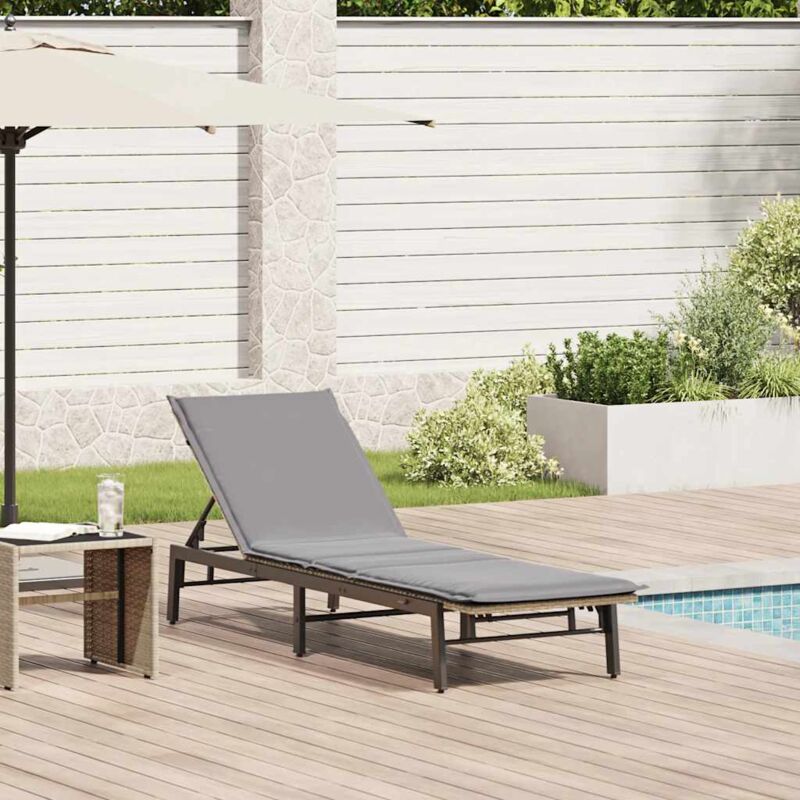 Sonnenliege Mit Auflage Beige Poly Rattan - Vidaxl