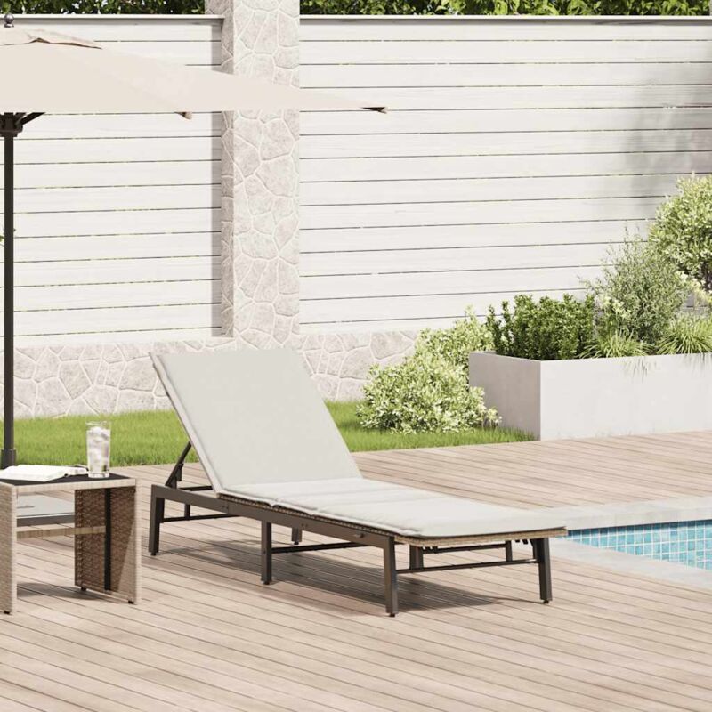 Sonnenliege Mit Auflage Beige Poly Rattan - Vidaxl