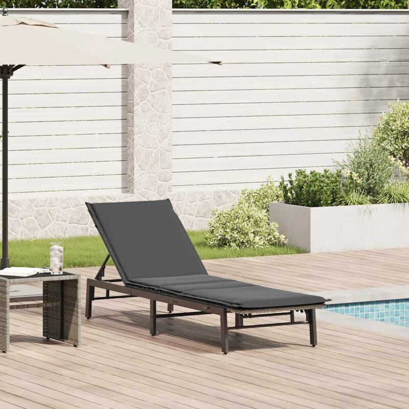 Sonnenliege Mit Auflage Grau Poly Rattan Vidaxl973409