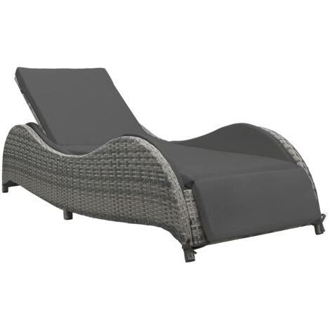 Sonnenliege mit Auflage Poly Rattan Anthrazit vidaXL