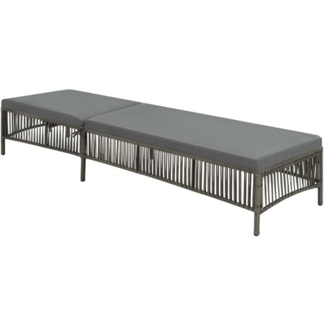 Sonnenliege mit Auflage Poly Rattan Grau vidaXL