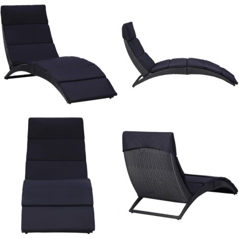 Sonnenliege mit Auflage Poly Rattan Schwarz - Sonnenliege - Gartenliege - Relax Liege - Poolliege - Outdoor Möbel - Home & Living