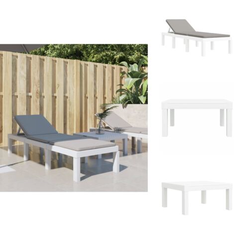 Sonnenliege mit Auflagen Weiß PP - Sonnenliege - Gartenmöbel - Lounge Möbel - Outdoor Möbel - Relax Liege