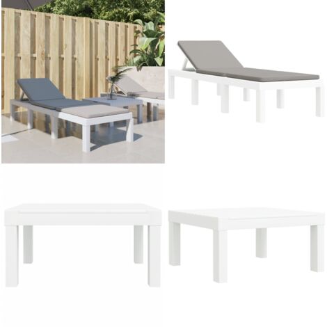 Sonnenliege mit Auflagen Weiß PP - Sonnenliege - Gartenmöbel - Lounge Möbel - Outdoor Möbel - Relax Liege - Home & Living