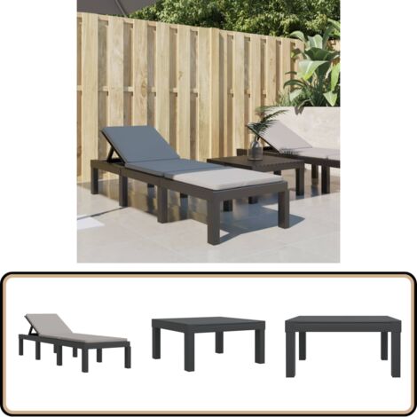 Sonnenliege mit Kissen Anthrazit PP - Sonnenliege - Gartenmöbel - Outdoor Möbel - Lounge Chair - Relaxsessel