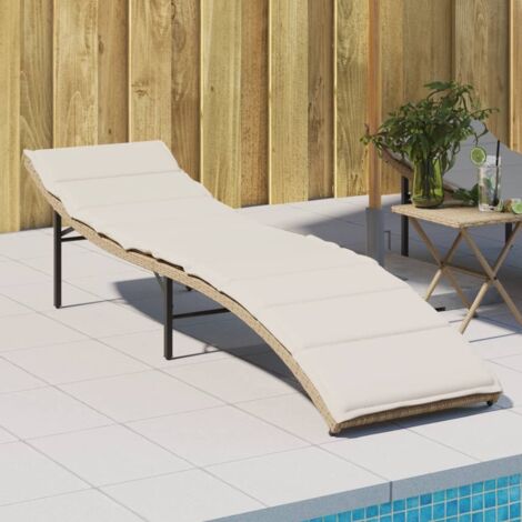 Sonnenliege mit Kissen Beige 55x199x50 cm Poly Rattan vidaXL