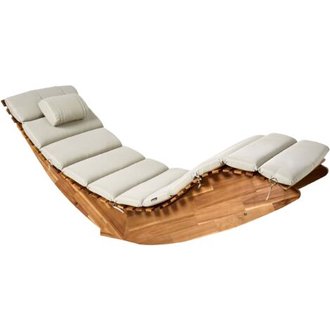 Sonnenliege mit Kissen BRESCIA PREMIUM Akazienholz Taupe