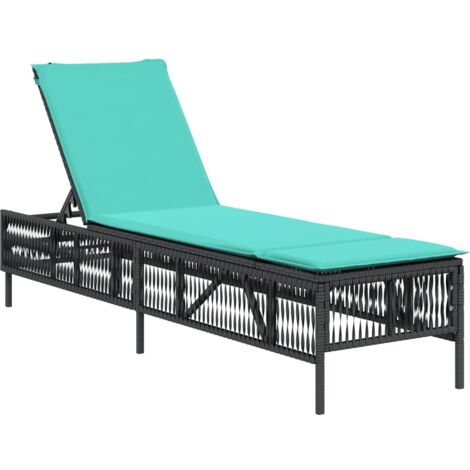 Sonnenliege mit Kissen Schwarz Poly Rattan vidaXL