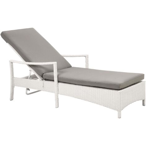 Sonnenliege mit Kissen VASTO Polyrattan Weiß