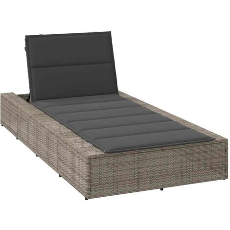 Sonnenliege mit schwebender Auflage Grau Poly Rattan vidaXL