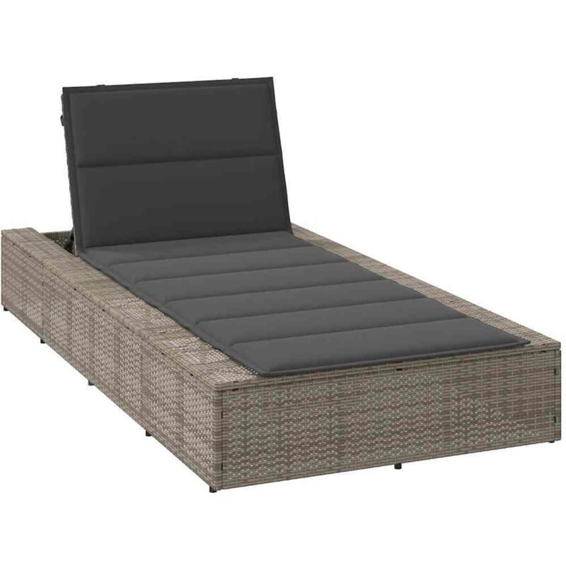 Vidaxl - Sonnenliege Mit Schwebender Auflage Grau Poly Rattan