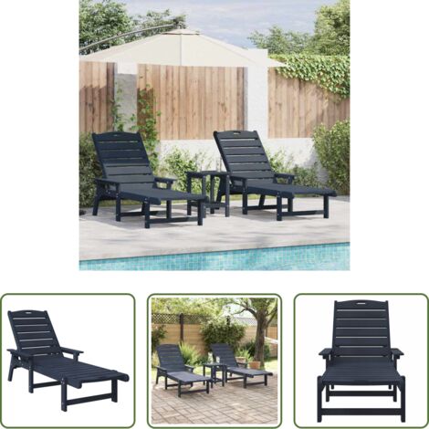 Sonnenliege -  Sonnenliege 2 pcs Marineblau 195,5 x 53 x 98,5 cm Polyethylen