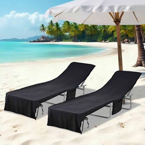 Sonnenliege-Tücher 2 pcs Schwarz 210 x 75 cm vidaXL
