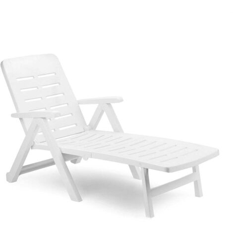Sonnenliege Weiß Garten Balkon Strandstuhl Sommer Wintergarten Entspannen Sitzen