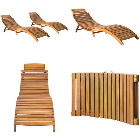 Sonnenliegen 2 Stk. Massivholz Akazie - Holzsunnenschirme - Gartenliegestuhl - Akaziengartenmöbel - Outdoor Möbel - Balkonmöbel - Home & Living