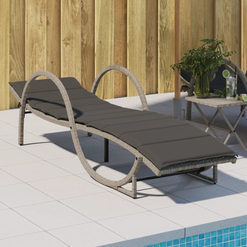 Sonnenliege Mit Auflage Hellgrau 60x199x42 Cm Poly Rattan - Vidaxl