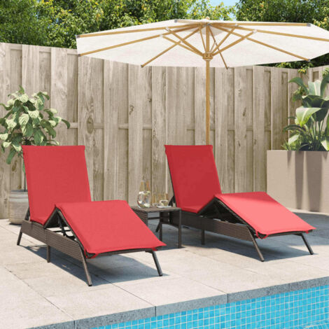 Sonnenliegen 2 Stk. mit Tisch Braun Poly Rattan vidaXL