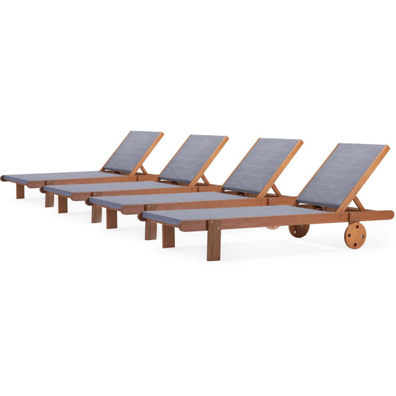 Habitat Et Jardin Sonnenliege Aus Tropenholz 'saigon' - Maple - Grau - 4er-set