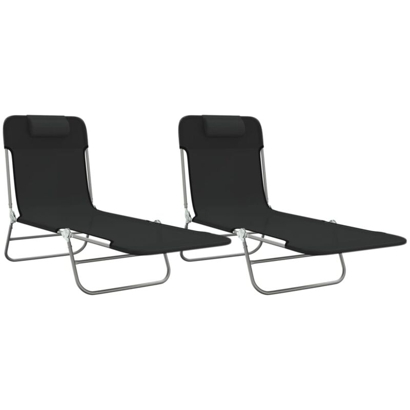 Vidaxl - Sonnenliegen Klappbar 2 Stk. Schwarz Textilene Und Stahl