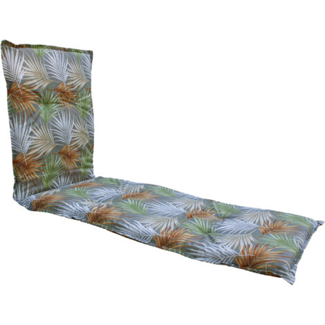 Sonnenliegen Polster Auflage "Palmenblätter" - 190 x 60 cm - Universal Kissen für Gartenliegen - Liegestuhl Auflage Deckchair Liegekissen Liegenauflage