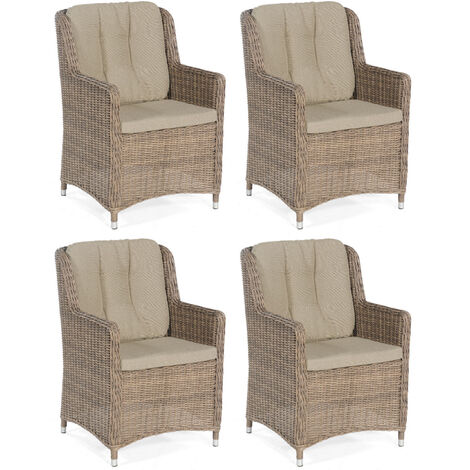 Sonnenpartner 4er-Set Garten-Sessel Avatar Aluminium mit Polyrattan rustic-stream Gartenstuhl Hochle