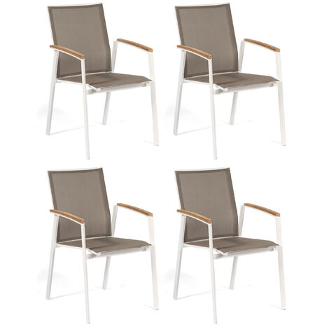 Sonnenpartner 4er-Set Stapelstühle Fresno Aluminium/Textilen weiß Stapelstuhl