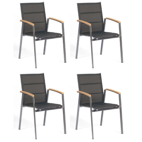 Sonnenpartner 4er-Set Stapelstühle Sierra Aluminium/Textilen anthrazit Stapelstuhl