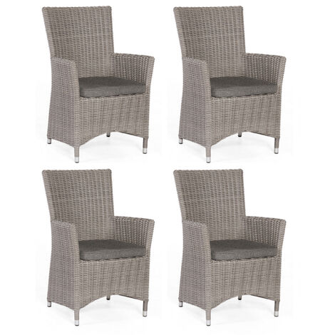 Sonnenpartner 4x Garten-Sessel Ikarus Aluminium/Polyrattan stone-grey Gartenstuhl