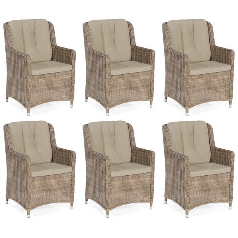 Sonnenpartner 6er-Set Garten-Sessel Avatar Aluminium mit Polyrattan rustic-stream Gartenstuhl Hochle