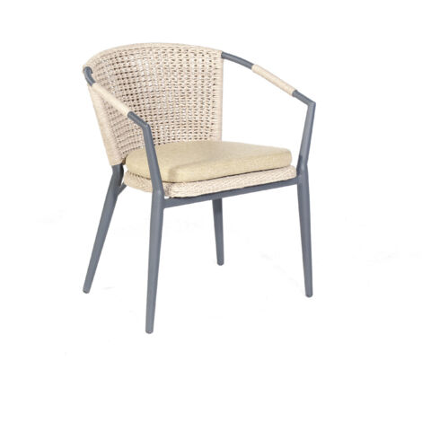 Sonnenpartner Lexington Diningsessel Gartensessel Alu mit Polyrope white-shell