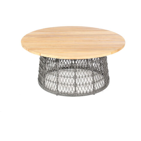 Sonnenpartner Lounge-Tisch Retro ø 100 cm Aluminium mit Teak Loungetisch